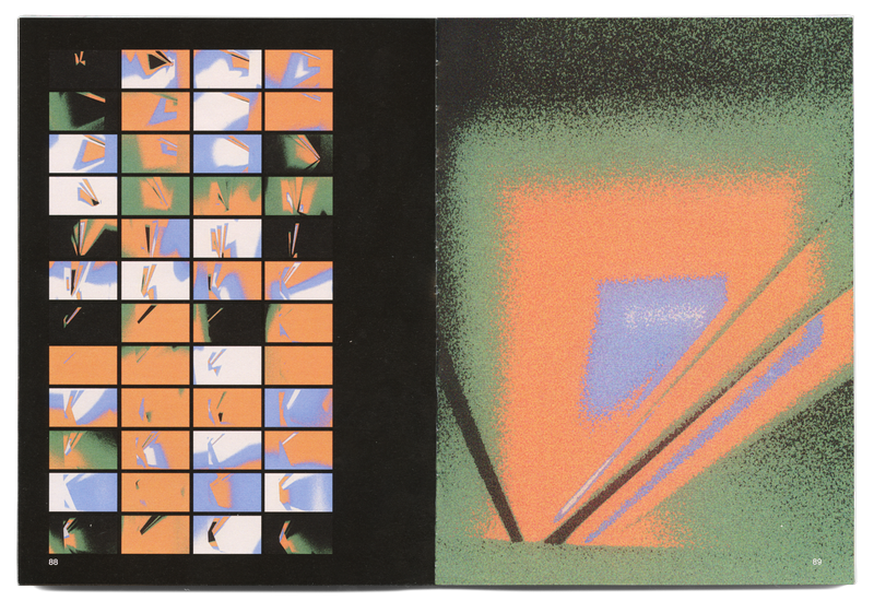 Scanned spread from Allied Forces Annual Issue No. 4 with shapes that are green, orange, and blue
