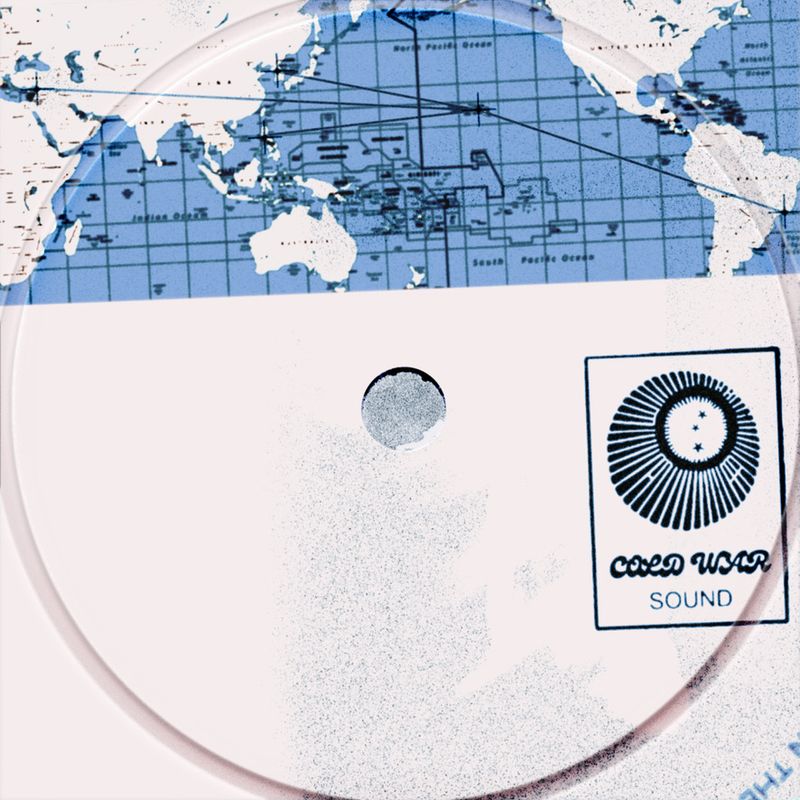 Record label with a blue map and a logo of Cold War Sound