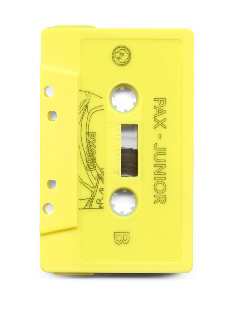 Back of yellow Junior cassette tape shell